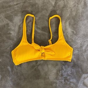 Yellow Ribbed Bikini Top